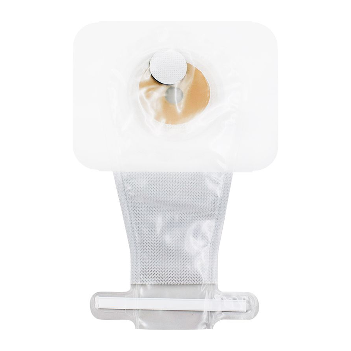 Cymed 81520 clear pediatric one-piece seven-inch filtered drainable ostomy pouch with plain barrier.