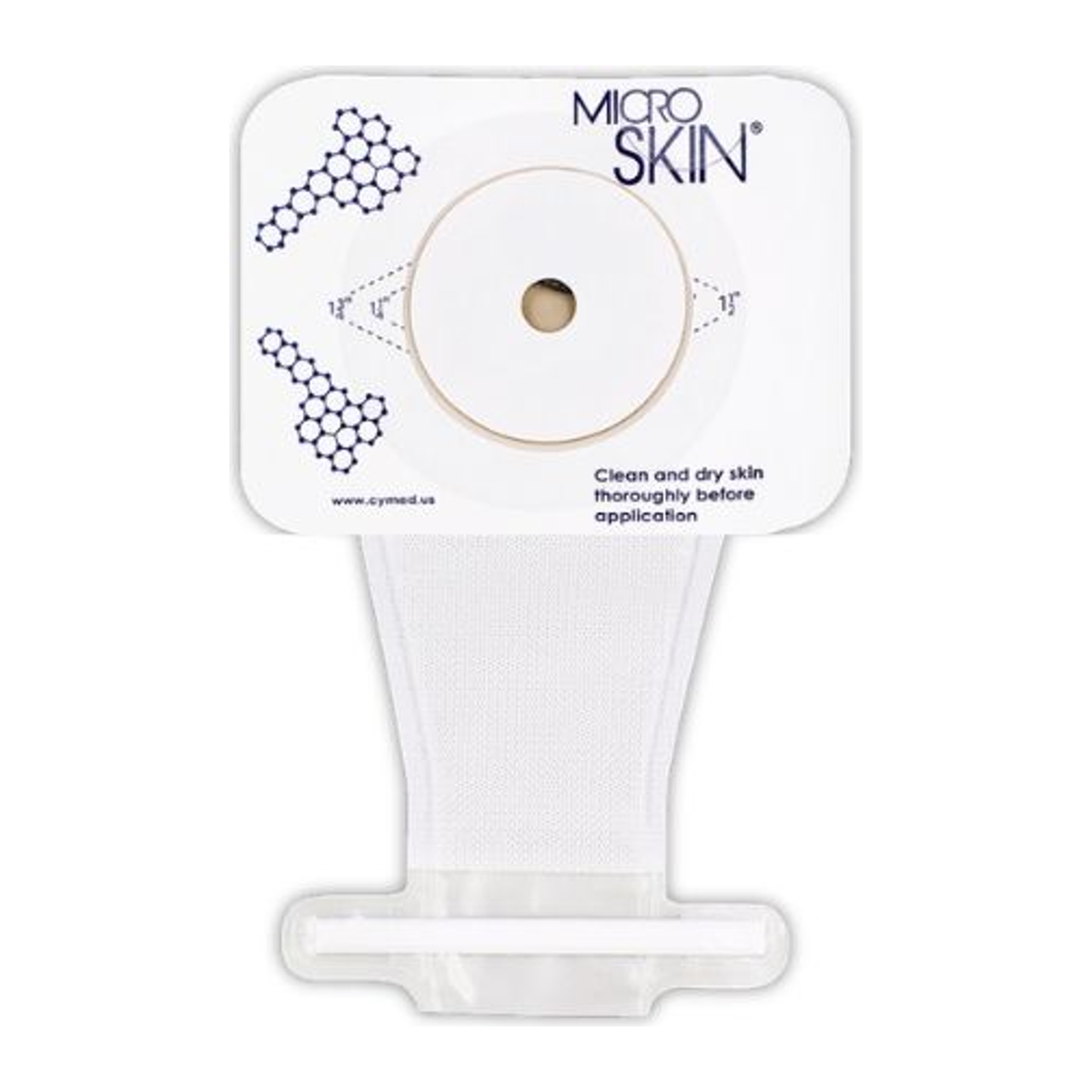 Cymed 81520W clear pediatric one-piece seven-inch drainable ostomy pouch with thin washer.
