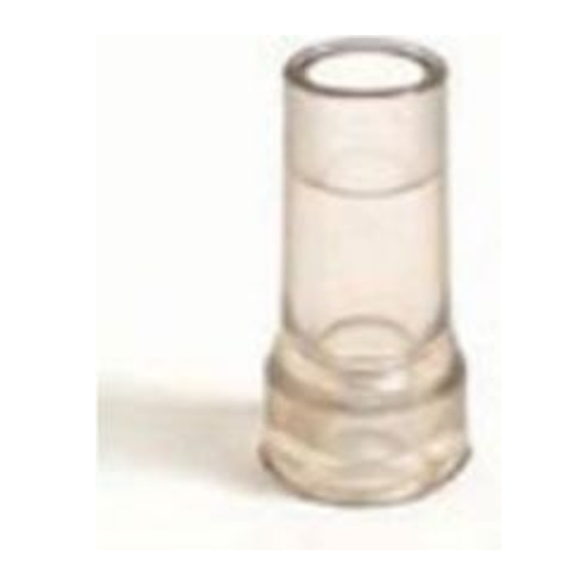 One Cymed 87000 clear molded night drain adapter for urostomy pouching systems; sold as a box of three.