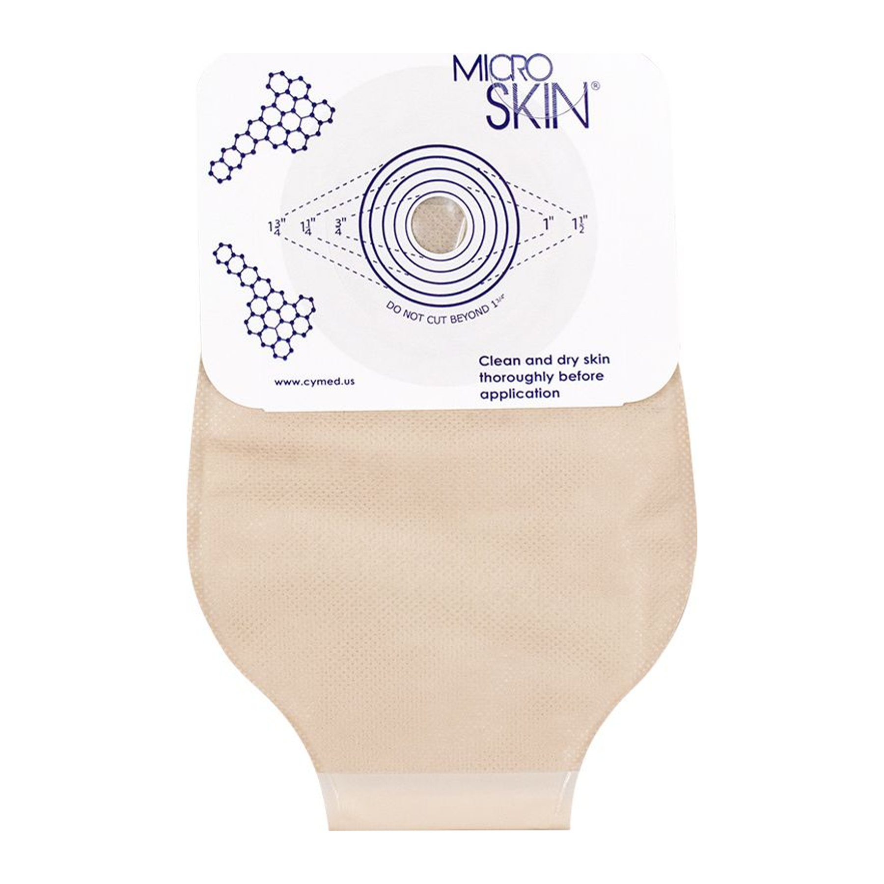 Cymed MicroSkin 11-inch Press n Seal one-piece drainable pouch, opaque with plain barrier; exact SRT81100V product image.