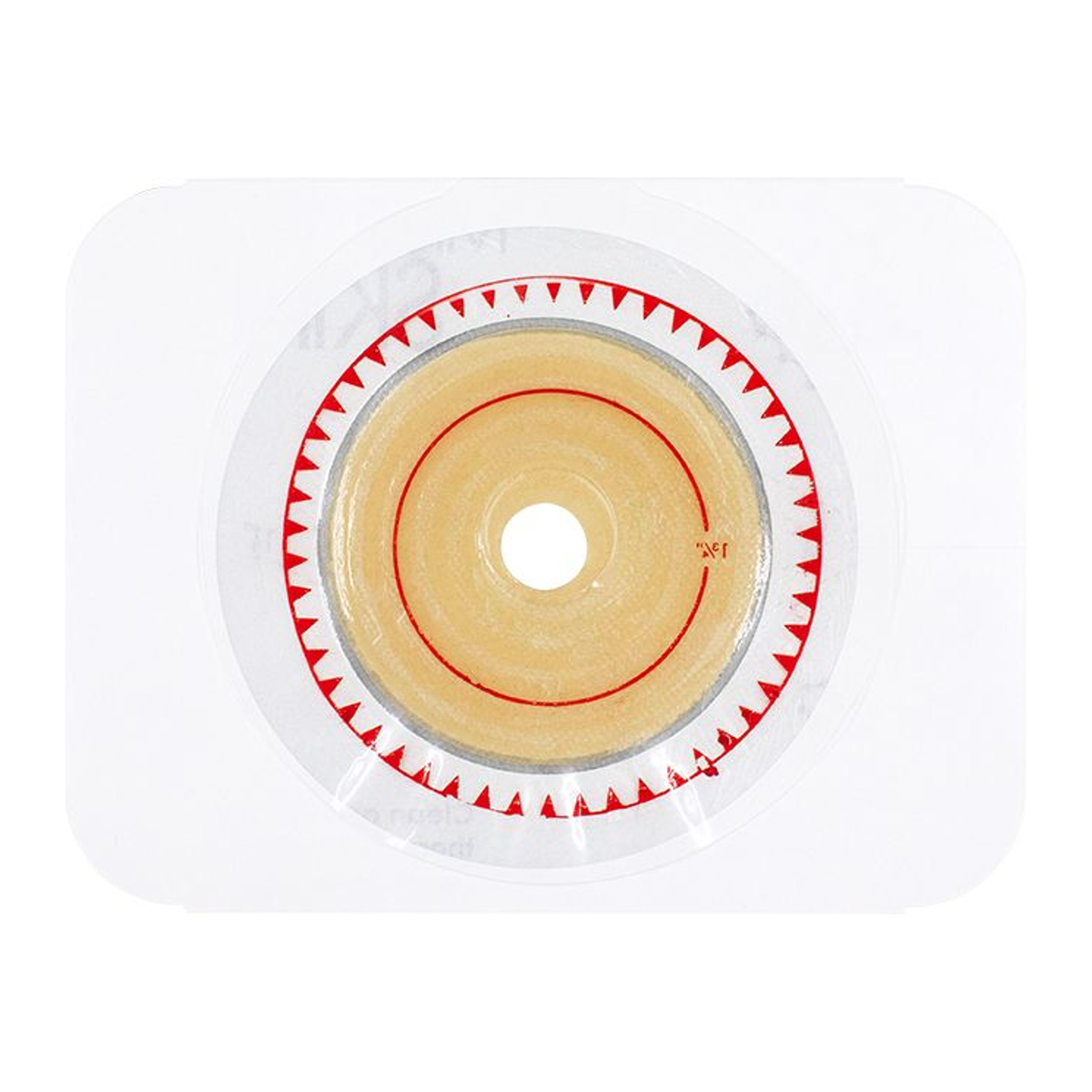 Cymed MicroSkin two-piece ostomy barrier with thin MicroDerm washer; exact SRT58000 family image. Opening size varies by selection.