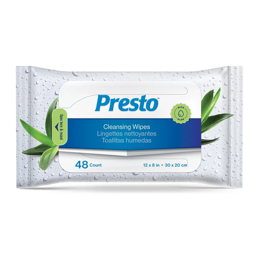 DRYLOCK TECHNOLOGIES Presto Pre-Moistened Cleansing Wipes (DLTWW091248) on a white background