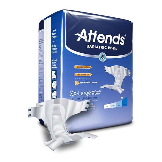 Attends Attends Bariatric Briefs with Advanced DermaDry Technology (DPCDD50, DPCDD60) on a white background