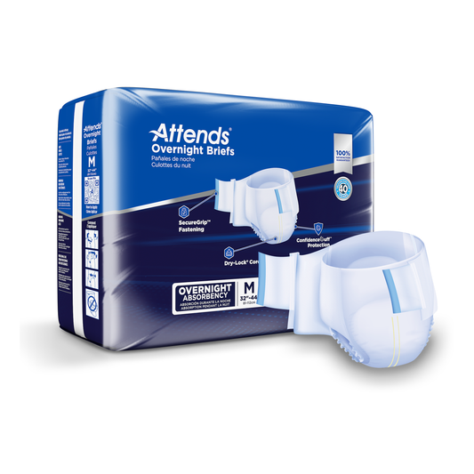 Attends Overnight Briefs package and product on a white background