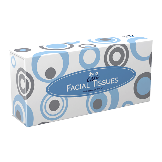 Dynarex DynaCare facial tissues 8 x 7 inches on a white background