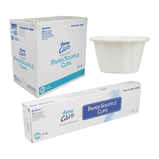 Dynarex paper souffle medicine cups reorder 4242 on a white background