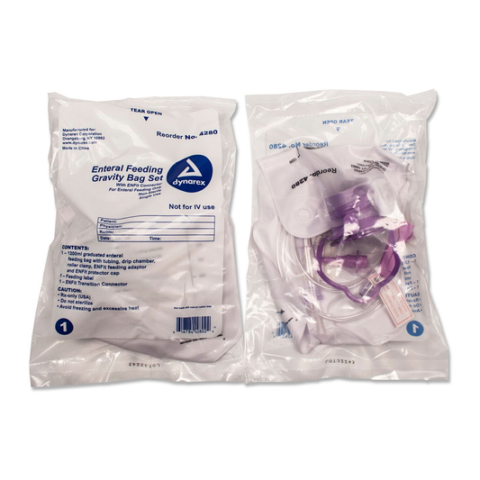 Dynarex 4280 enteral feeding gravity bag set with ENFit connector