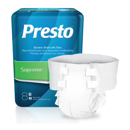 DRYLOCK TECHNOLOGIES Presto Supreme Unisex Bariatric Full Fit Briefs With OdorSecure® (DYLABB41070) on a white background