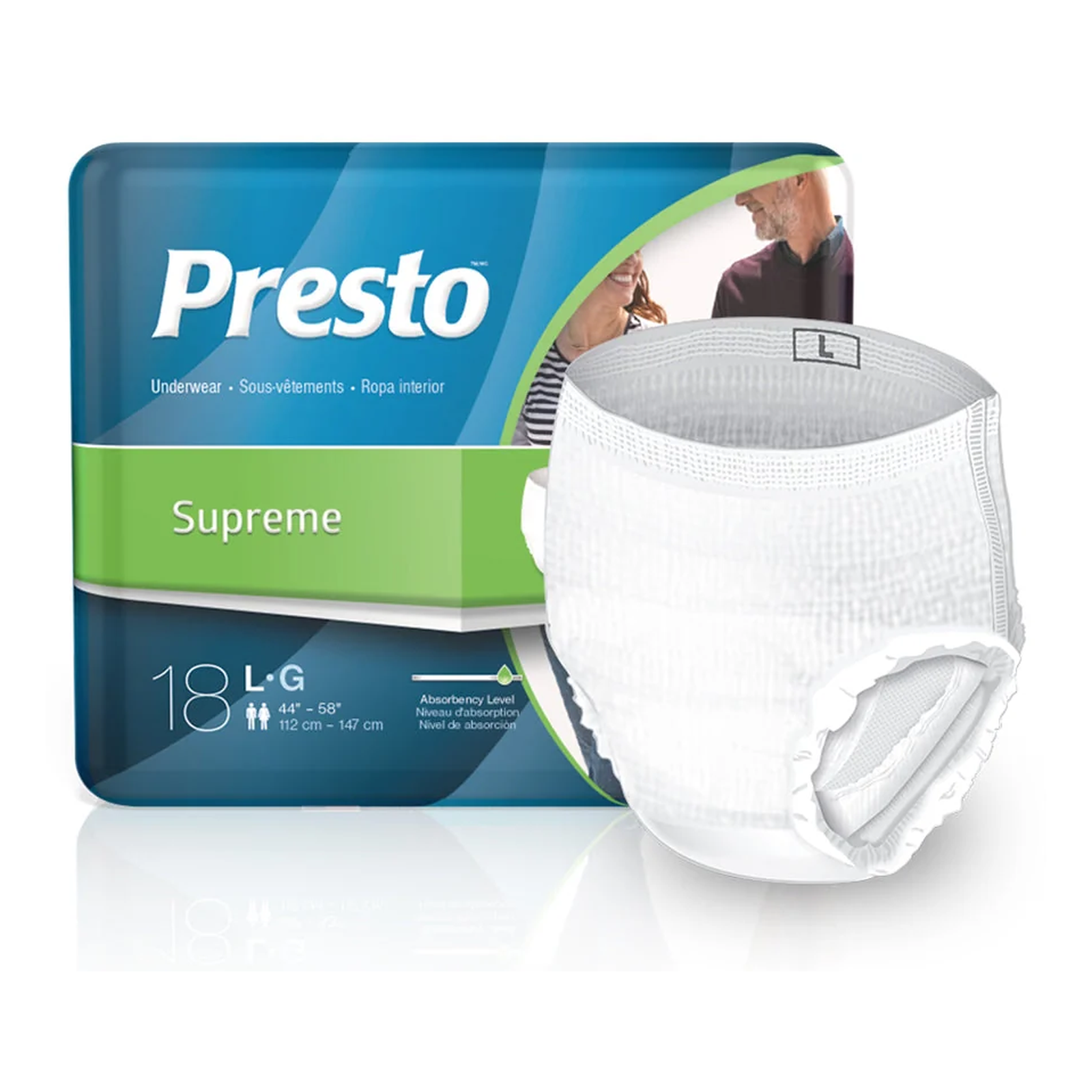 DRYLOCK TECHNOLOGIES Presto Unisex Supreme Discreet Underwear With OdorSecure® (DYLAUB25020, DYLAUB25040) on a white background