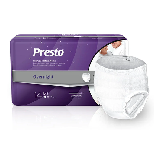 DRYLOCK TECHNOLOGIES Presto Overnight Discreet Underwear With OdorSecure® (DYLAUB44020, DYLAUB44040) on a white background