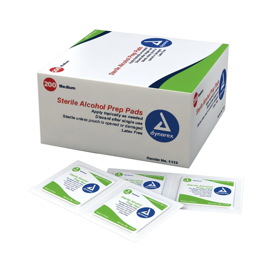 Dynarex Dynarex Sterile Alcohol Prep Pads (DYX1113, DX1114) on a white background