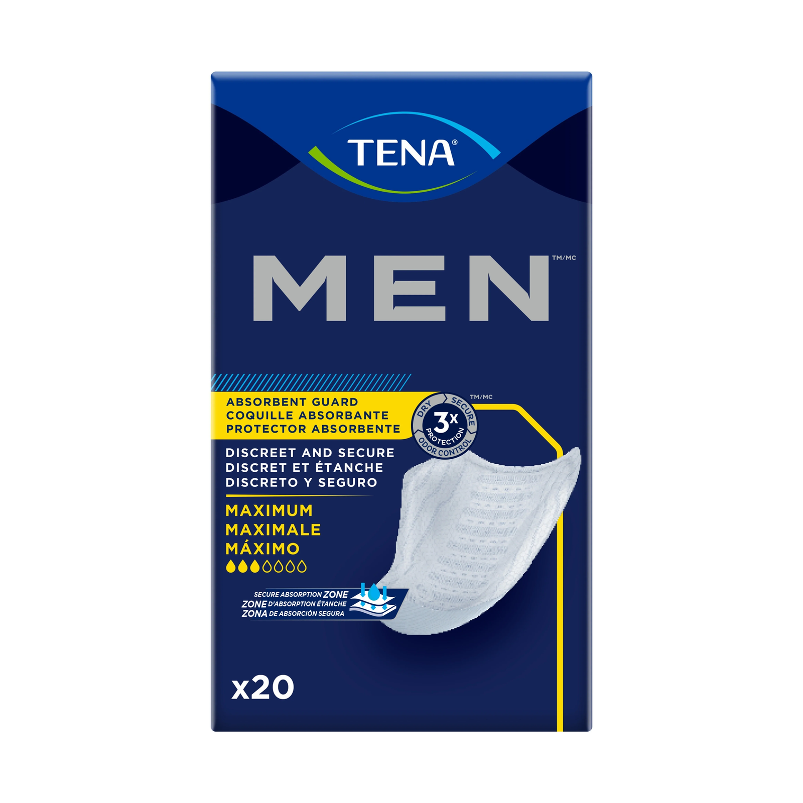 Tena TENA Men Maximum Guard Incontinence Pad, Maximum Absorbency (ENA50600) on a white background