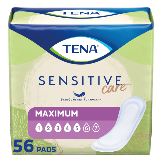 Tena TENA Sensitive Care Incontinence Control Pad for Women, Maximum Absorbency (ENA54267, ENA54295) on a white background