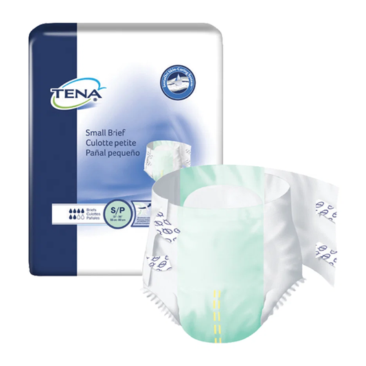 Tena TENA Small Incontinence Adult Disposable Briefs with Tabs, Moderate Absorbency (ENA66100) on a white background
