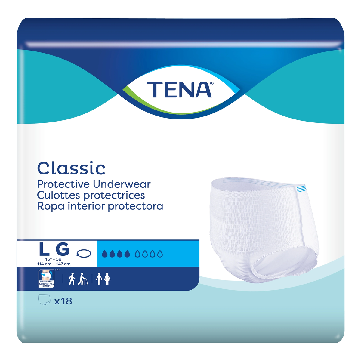 Tena TENA Classic Protective Adult Incontinence Pull-Up Underwear, Moderate Absorbency (ENA72513, ENA72514) on a white background