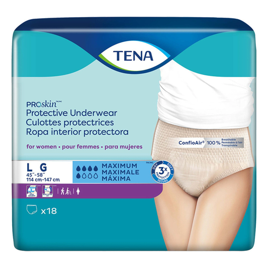 Tena TENA ProSkin Protective Incontinence Pull-Up Underwear for Women, Maximum Absorbency (ENA73020, ENA73030) on a white background