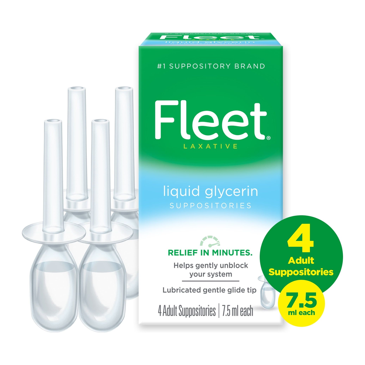 Fleet Liquid Glycerin Suppositories for adults, four 7.5 mL applicators