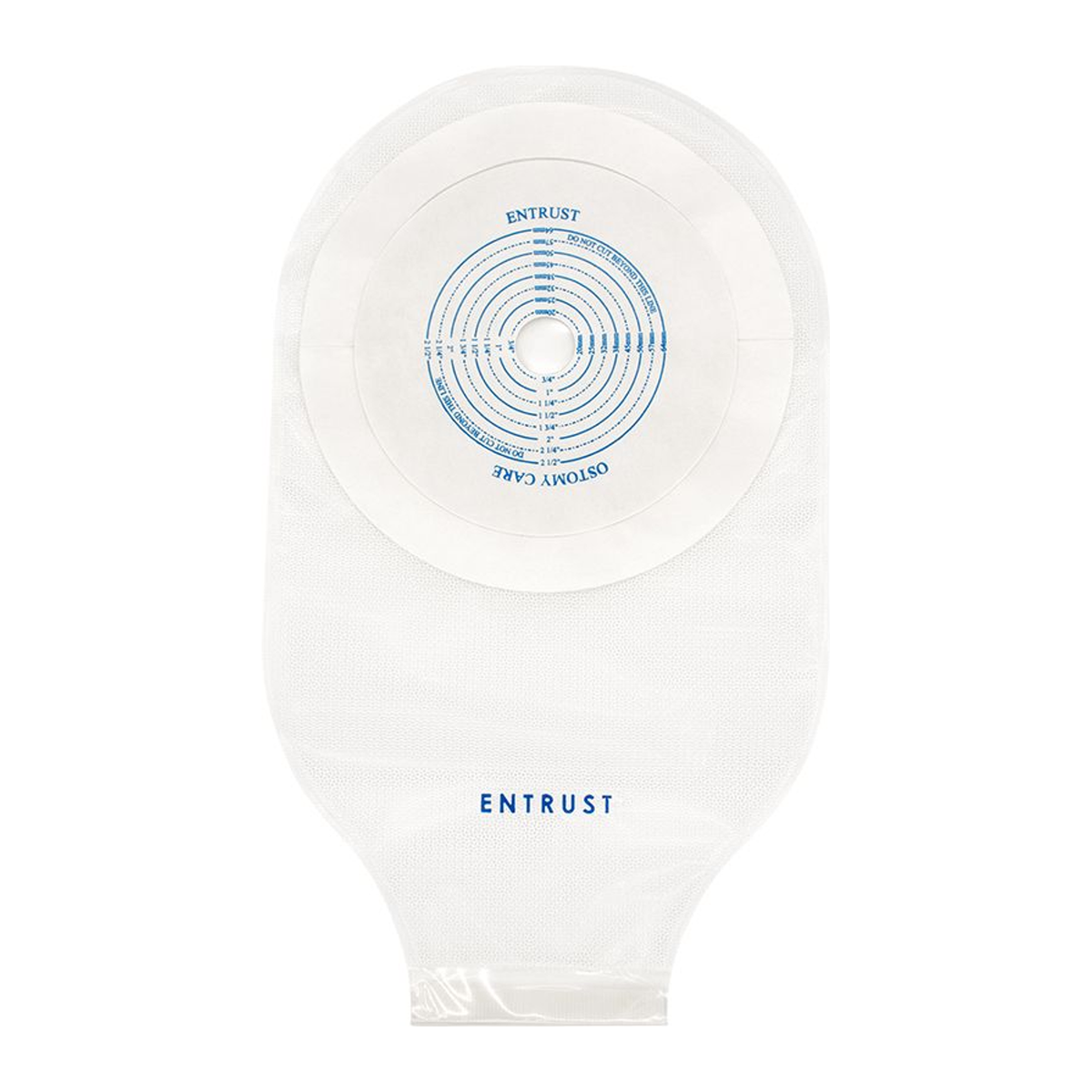 Fortis Entrust extended-wear one-piece drainable pouch, transparent with Velcro closure and no filter; exact FTS1200V product image.