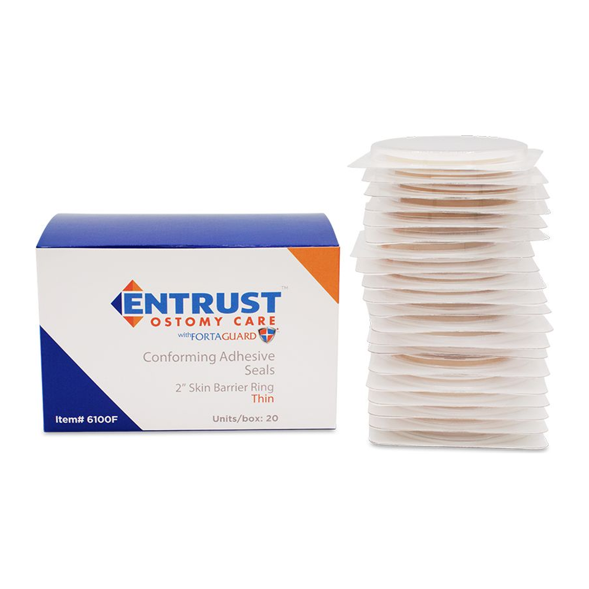 Fortis Entrust FortaGuard 2-inch thin skin barrier ring; model 6100F in Box or Each sales unit.