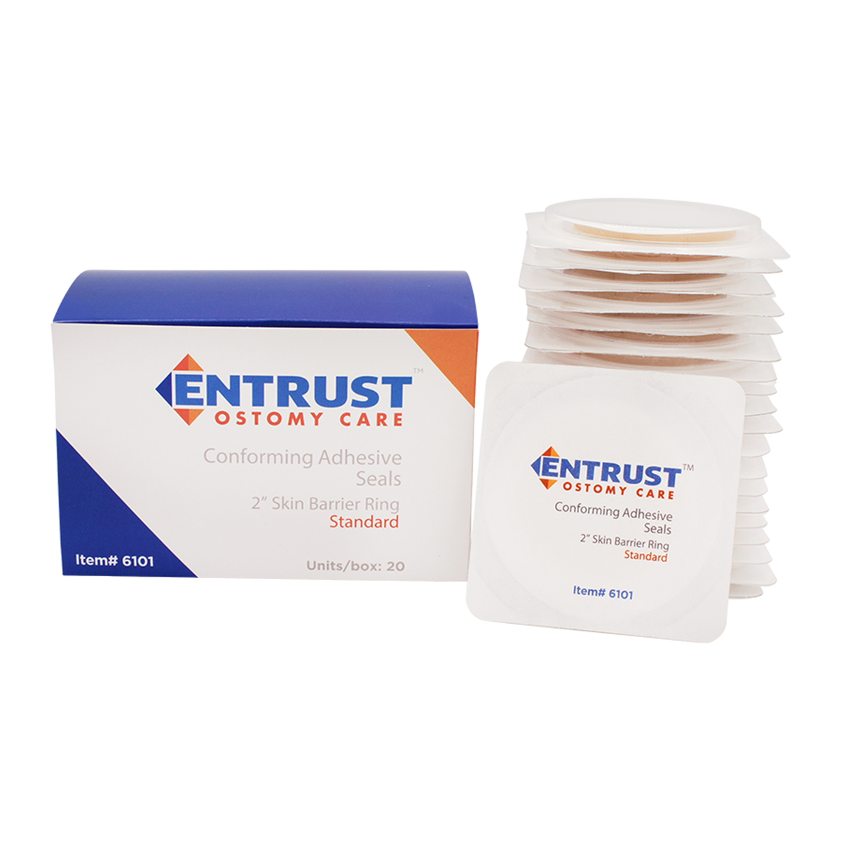 Fortis Entrust 2-inch standard skin barrier ring; model 6101 in Box or Each sales unit.