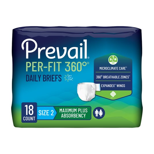 First Quality Prevail Per-Fit 360 Briefs - Maximum Plus Absorbency (FQPPFNG0122, FQPPFNG013) on a white background