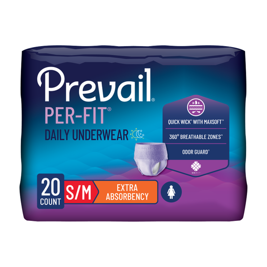 First Quality Prevail Per-Fit for Women Protective Underwear - Extra Absorbency - Lavender (FQPPFW512, FQPPFW513) on a white background