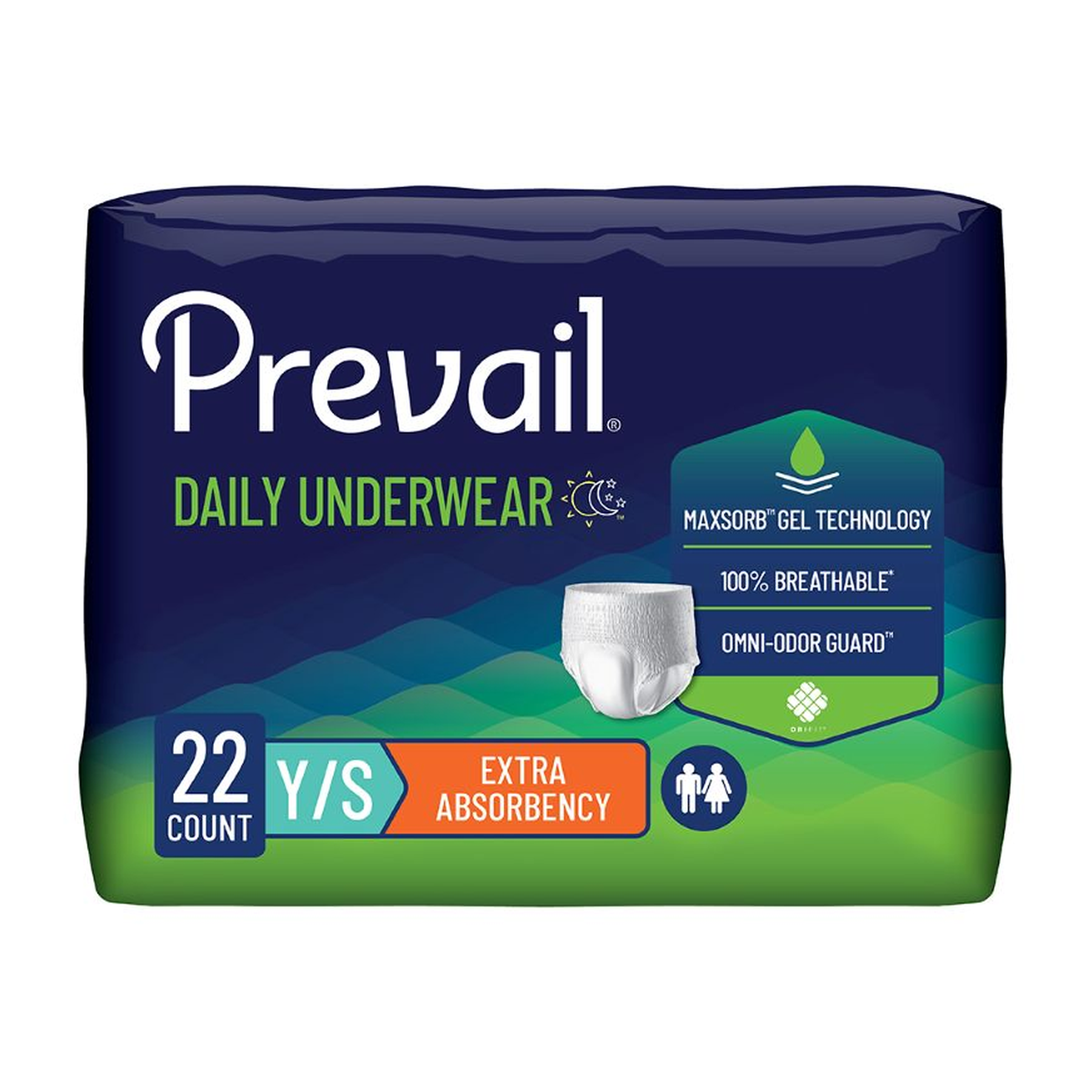First Quality Prevail Protective Underwear - Extra Absorbency - Unisex - White (FQPPV511, FQPPV512) on a white background