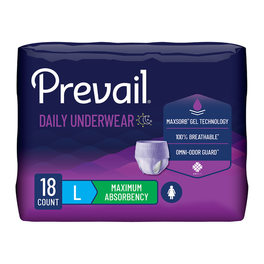 First Quality Prevail for Women Protective Underwear - Maximum Absorbency - Lavender (FQPPWC5121, FQPPWC5131) on a white background