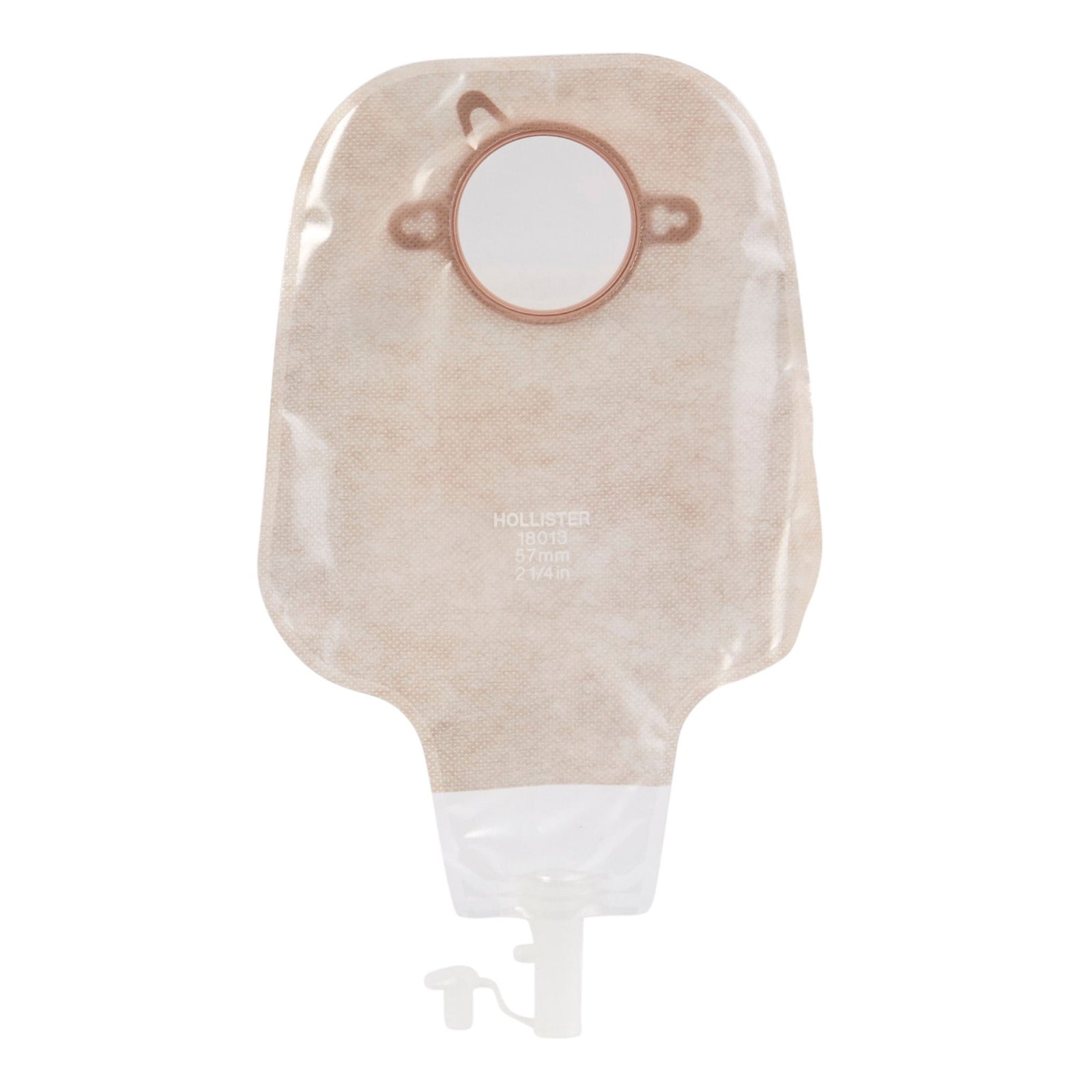 Hollister New Image Two-Piece High Output Drainable Ostomy Pouch – Soft Tap. Exact HLL18013 front view on white.
