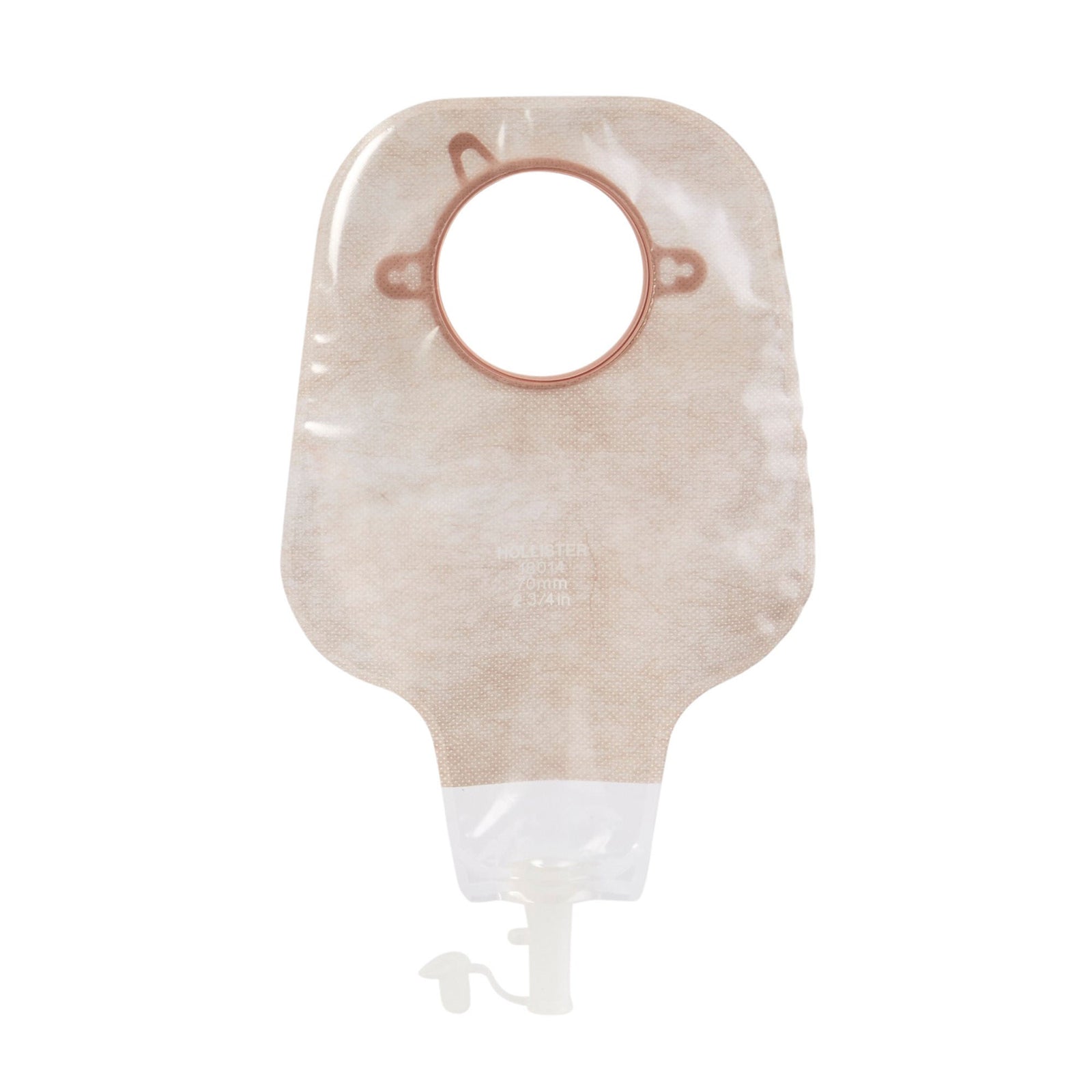 Hollister New Image Two-Piece High Output Drainable Ostomy Pouch – Soft Tap. Exact HLL18014 back view on white.