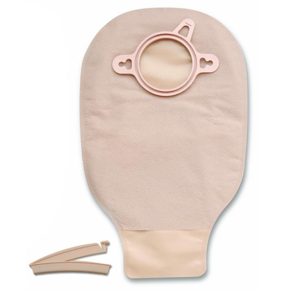 Hollister New Image Two-Piece Drainable Mini Ostomy Pouch – Clamp Closure. Exact HLL18203 back view on white.