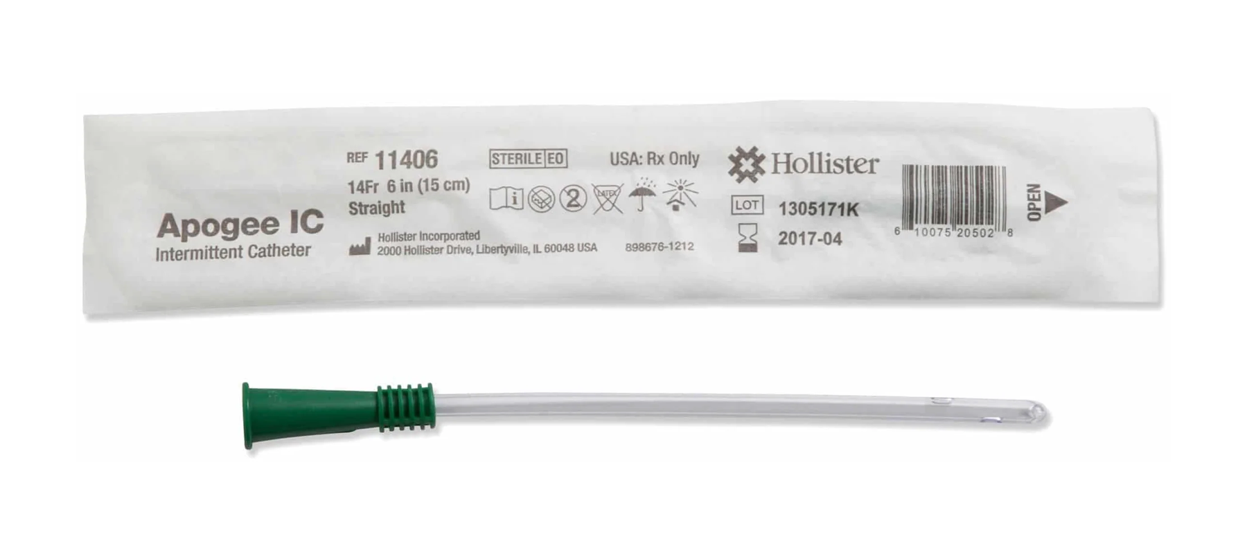 Hollister Hollister Apogee® Essentials Straight Tip Intermittent Catheter - Female (HO10806, HO10806-BX) on a white background