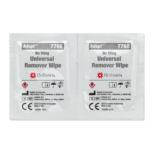 Hollister Adapt No Sting Universal Remover Wipes, model 7760, box of 50.
