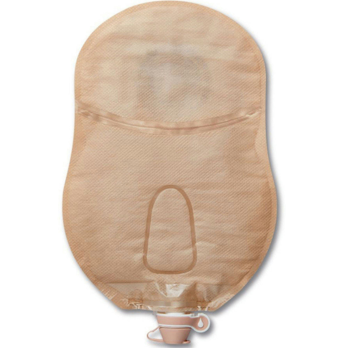 Hollister CeraPlus Soft Convex one-piece ultra-clear urostomy pouch, reverse view, on white