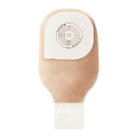 Hollister 89001 one-piece drainable ostomy kit with flat SoftFlex barrier and Lock 'n Roll Microseal closure.