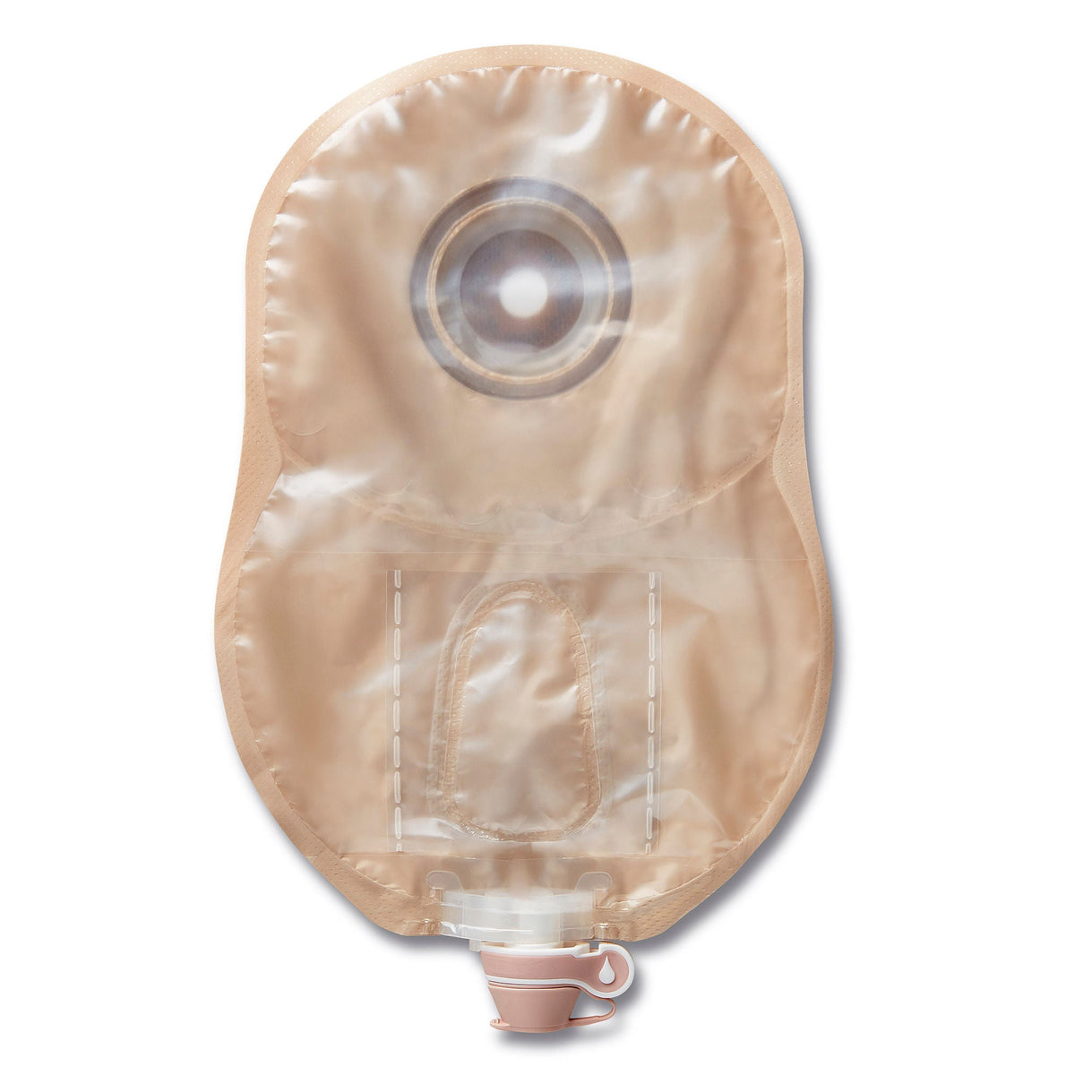 Front view of Hollister Premier convex Flextend ultra-clear cut-to-fit one-piece urostomy pouch.
