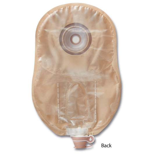 Back view of Hollister Premier convex Flextend ultra-clear pre-sized one-piece urostomy pouch.