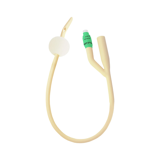HR HealthCare TruCath® Silicone-Elastomer Coated Latex Foley Catheters, Coudé Tip (HRPLC1410, HRPLC1610) on a white background