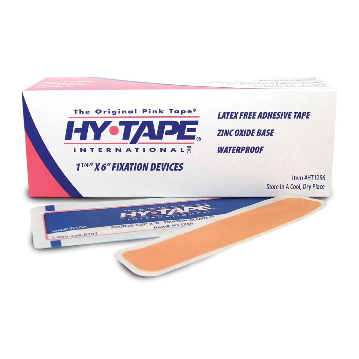 Hy-Tape pre-cut single-use medical tape strips, catalog HT1256, 1.25 by 6 inches