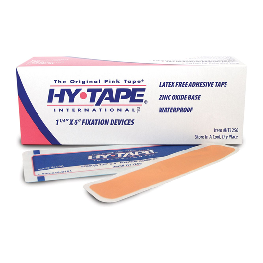 Hy-Tape pre-cut single-use medical tape strips, catalog HT1256, 1.25 by 6 inches