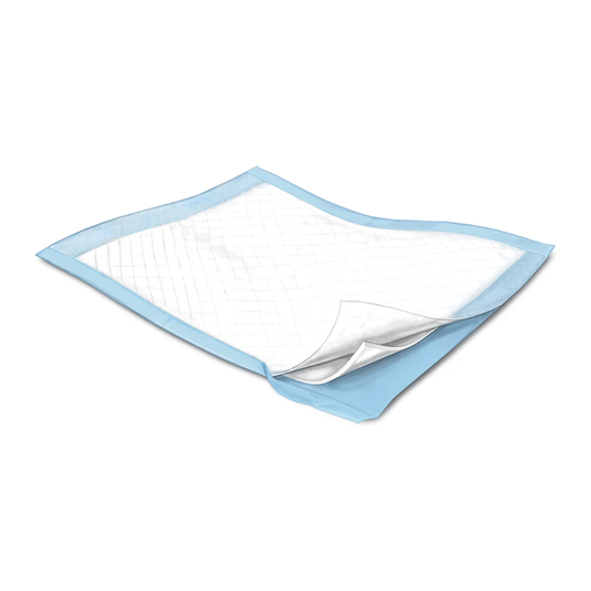 Kendall Kendall Covidien Tendersorb Disposable Blue Underpads - 17" x 24" (KN7105) on a white background
