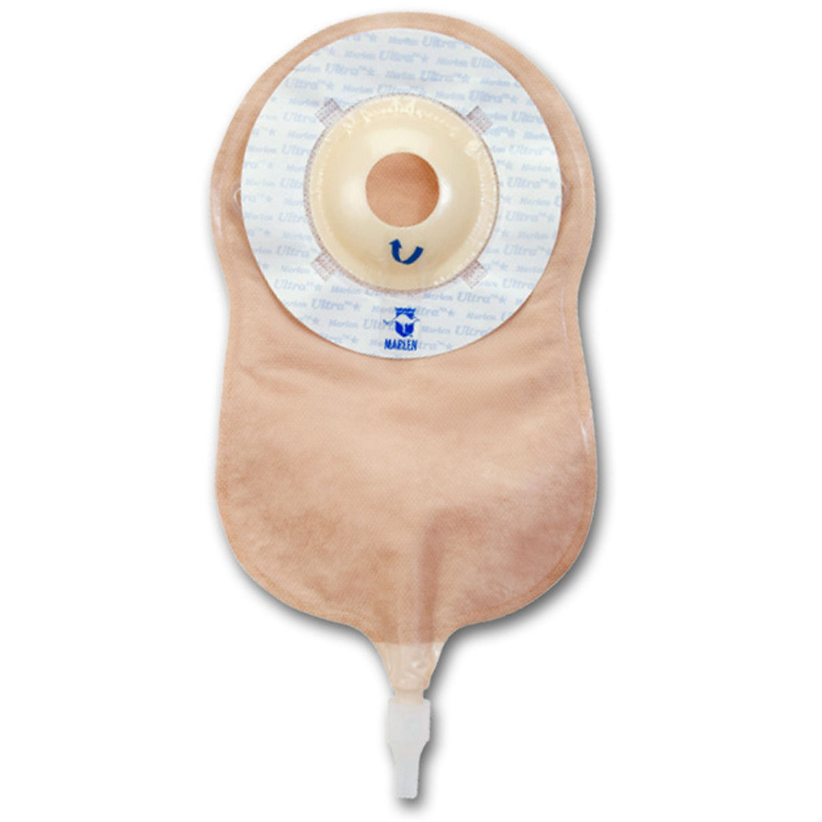 Marlen UltraLite One-Piece Urostomy Pouch — 7/8" Deep Convex, Skin Shield — front view