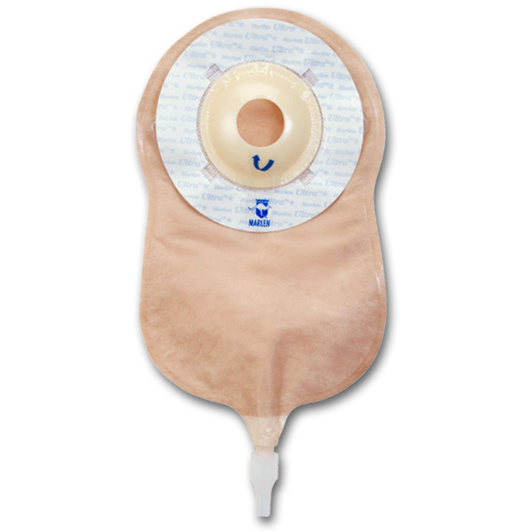 Marlen UltraLite One-Piece Urostomy Pouch — 7/8" Deep Convex, Skin Shield — front view