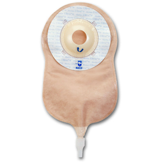 Marlen UltraLite One-Piece Urostomy Pouch — 7/8" Deep Convex, Skin Shield — front view