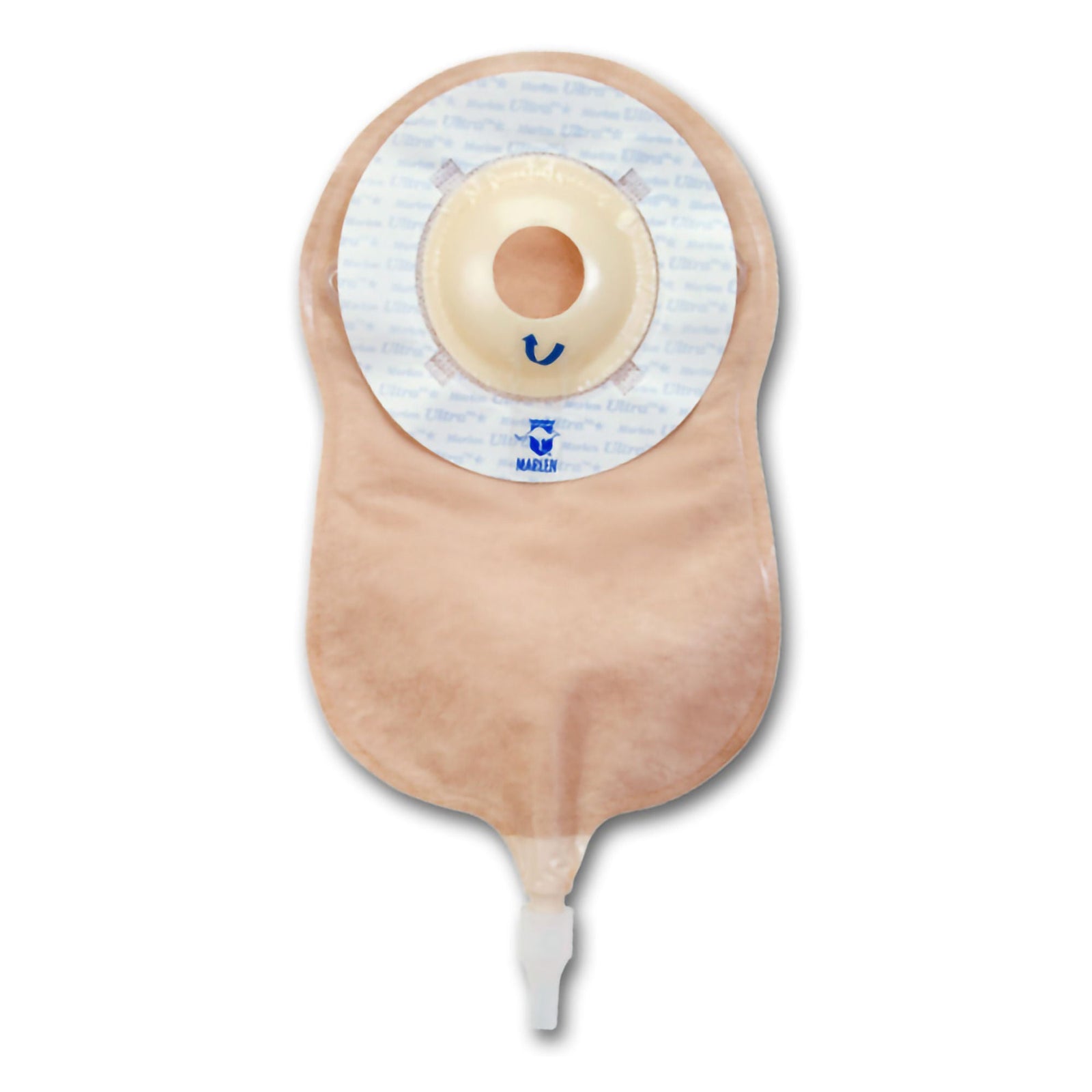 Marlen UltraLite One-Piece Urostomy Pouch — 1-1/8" Deep Convex, Skin Shield — front view