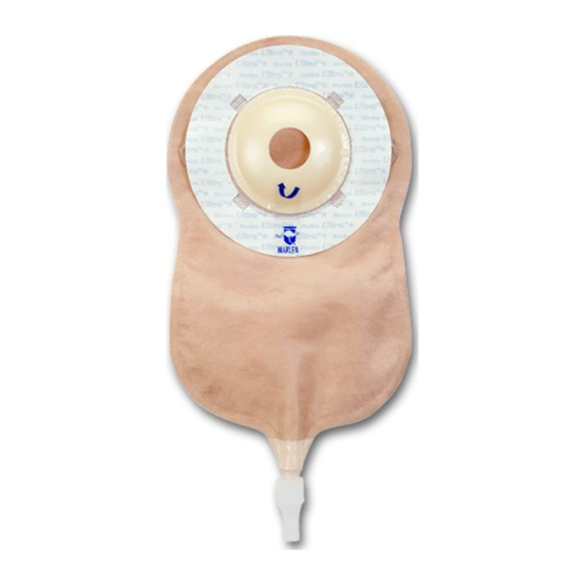 Marlen UltraLite shallow-convex SkinShield one-piece urostomy pouch on white