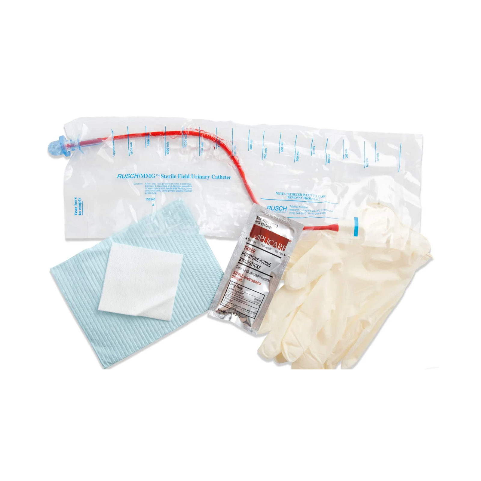 Teleflex-Rusch Rüsch® MMG H2O® Red Rubber Coude Closed System Kit (MMRLA-142-3RC, MMRLA-142-3RC-CS) on a white background