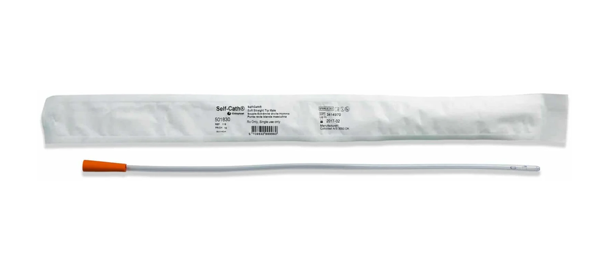 Coloplast Coloplast Self Cath Soft Straight Tip Intermittent Catheter - Male (MN110, MN110-BX) on a white background