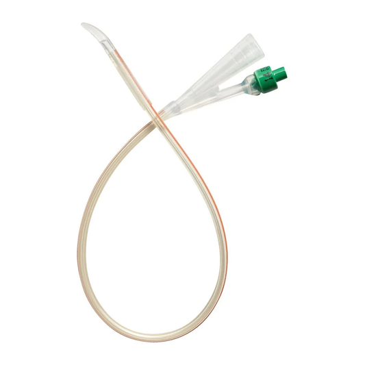 Coloplast Coloplast Cysto-Care Folysil 2 Way Foley Catheter-Coude Tip (MNAA6312-BX, MNAA6314-BX) on a white background