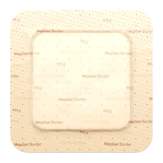 Molnlycke Mepilex Border Flex (squares) - 4" x 4" (MOL595300E) on a white background